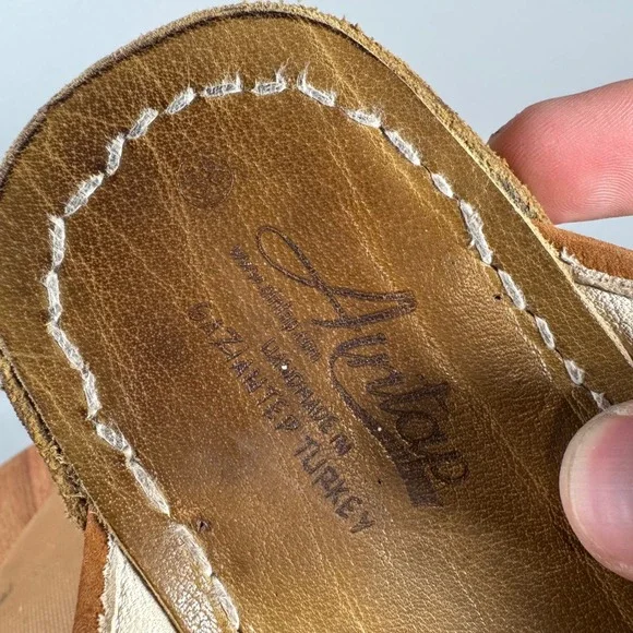 Aintap Handmade Turkish Yemeni Leather Suede Mules Brown Slippers Womens 38 8 - Picture 6 of 6